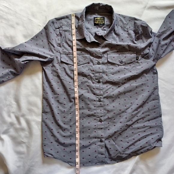 EUC United by Blue Bison Print Button Down Sport Shirt Long Sleeve Gray Size M - Picture 10 of 11